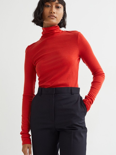 

H&M Woman Red Jersey polo-neck top
