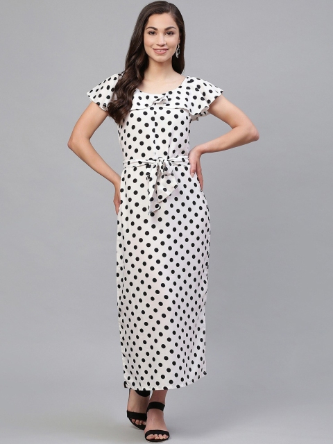 

SIRIKIT White & Black Printed Peter Pan Collar Crepe Maxi Dress