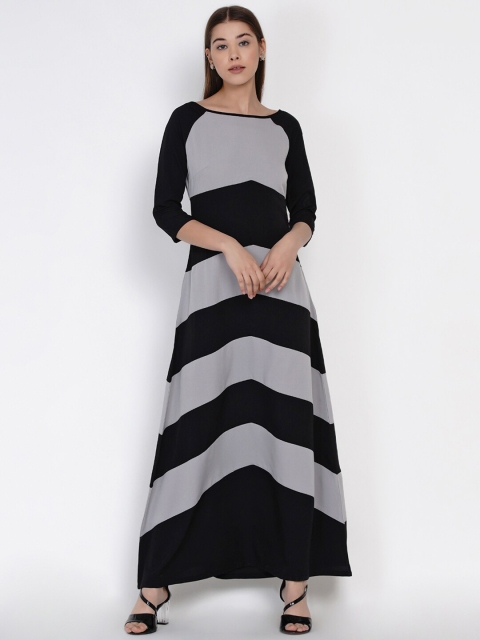 

Texco Grey and Black Chevron Striped Maxi Dress