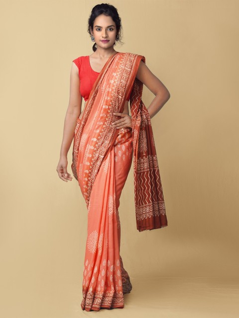 

Unnati Silks Red & White Ethnic Motifs Pure Cotton Kota Saree