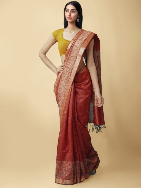 

Unnati Silks Red & Tan Woven Design Mysore Silk Saree