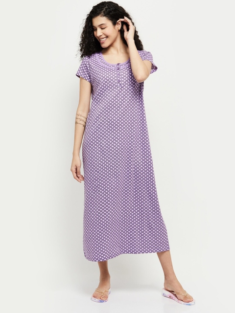 

max Women Purple Printed Nightdress