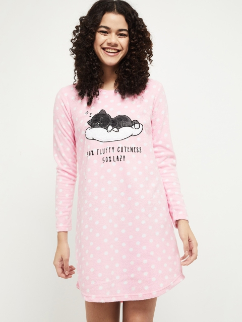 

max Pink & White Printed Nightdress