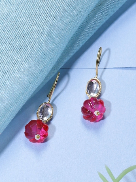 

Biba Red & Gold-Toned Contemporary Drop Earrings