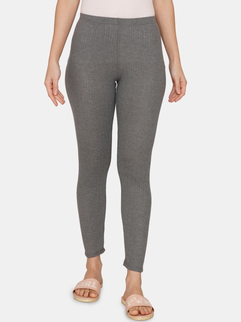 

Zivame Grey Thermal Viscose Pointelle Knit Leggings