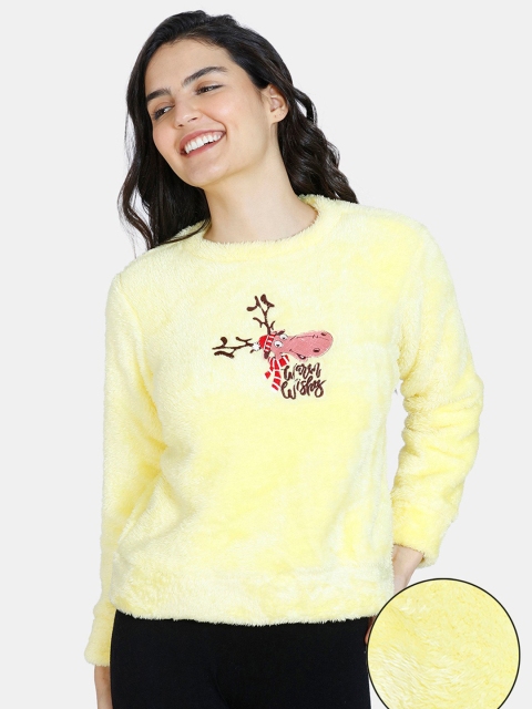 

Zivame Women Yellow Sweatshirt