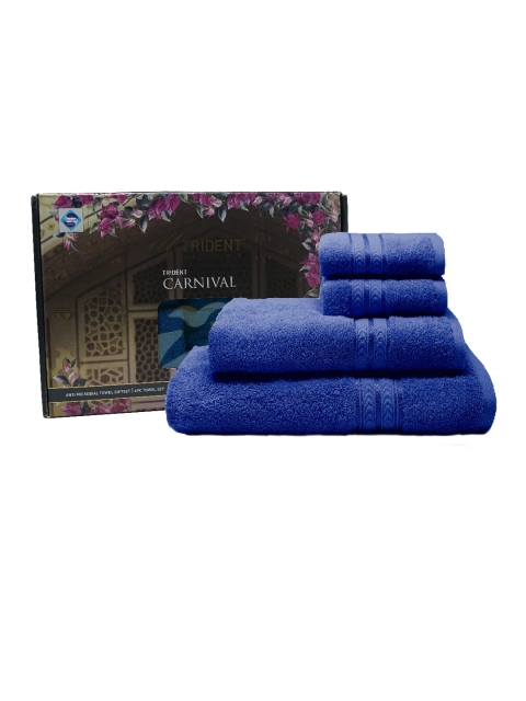 

Trident Set of 4 Blue Solid Pure Cotton 450 GSM Bath Towels
