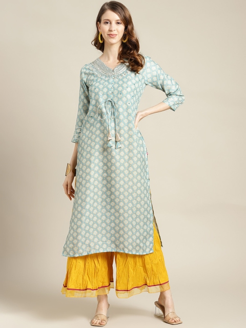 

Varanga Women Green Ethnic Motifs Printed Flared Sleeves Kurta