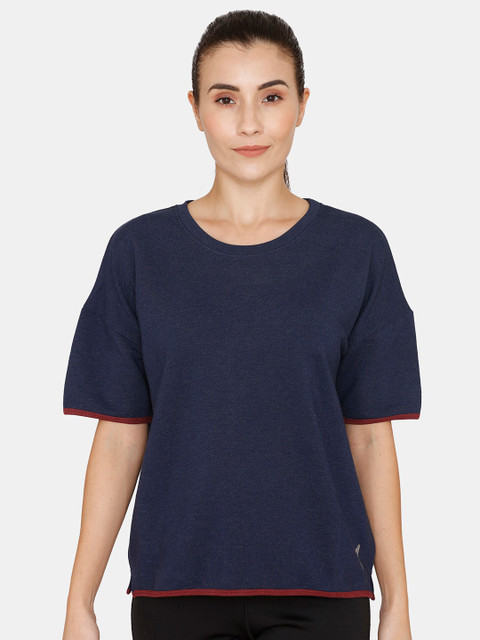 

Zelocity by Zivame Women Blue Drop-Shoulder Sleeves T-shirt