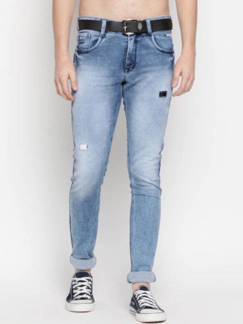 

V2 Value & Variety Men Blue Mildly Distressed Heavy Fade Jeans