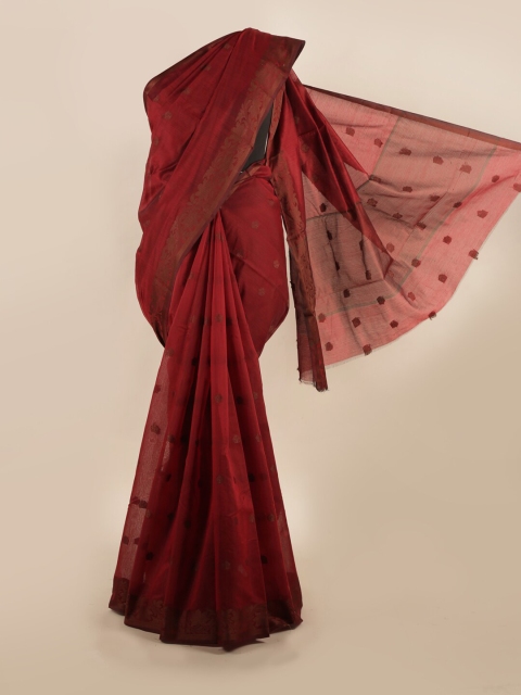 

Pothys Red & Beige Cotton Blend Woven Design Saree