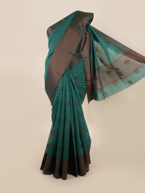 

Pothys Green & Brown Ethnic Motifs Saree