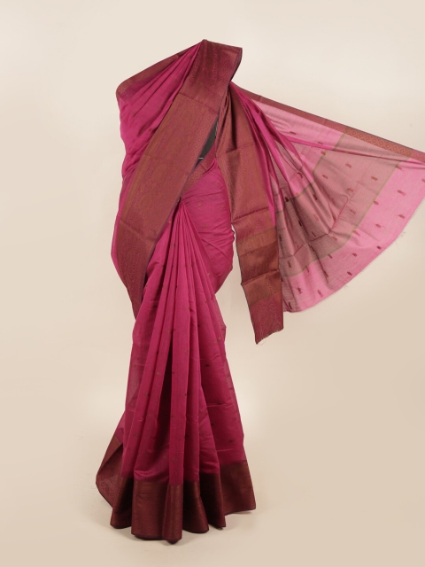 

Pothys Magenta & Rose Gold Woven Design Saree