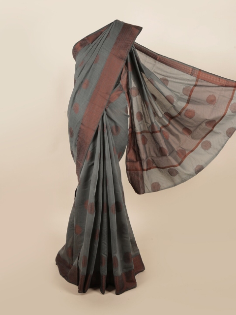 

Pothys Grey & Brown Ethnic Motifs Saree