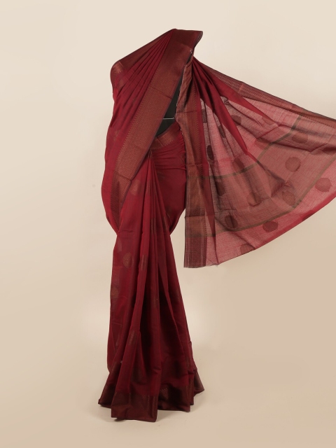 

Pothys Maroon & Copper-Toned Woven Design Saree