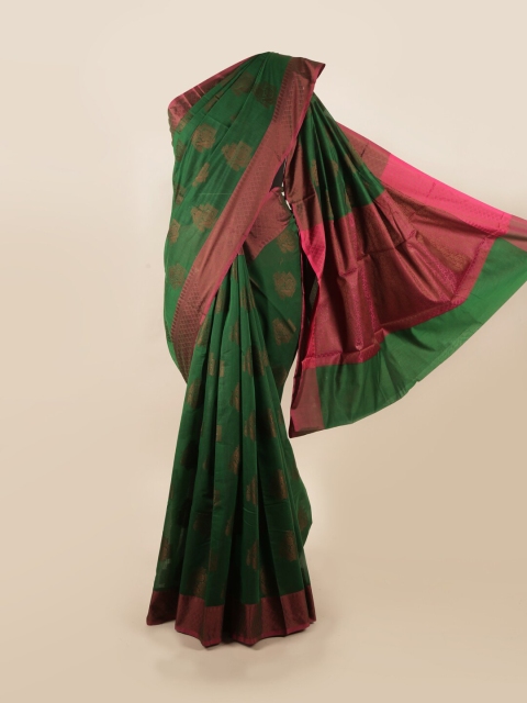 

Pothys Green & Pink Ethnic Motifs Zari Saree