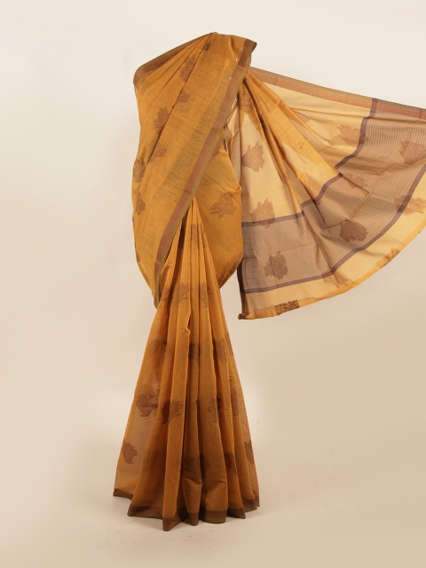 

Pothys Mustard & Brown Floral Saree