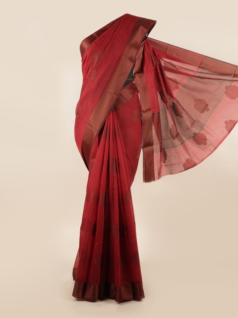 

Pothys Maroon & Brown Ethnic Motifs Woven Saree