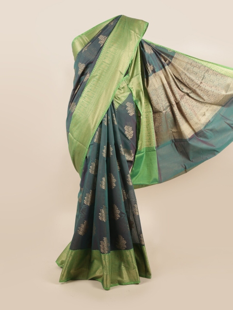 

Pothys Green & Grey Floral Zardozi Saree