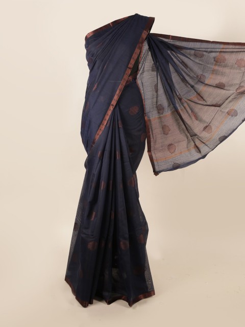 

Pothys Navy Blue & Rose Gold Ethnic Motifs Saree