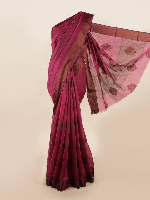 

Pothys Magenta & Copper-Toned Ethnic Motifs Zari Saree