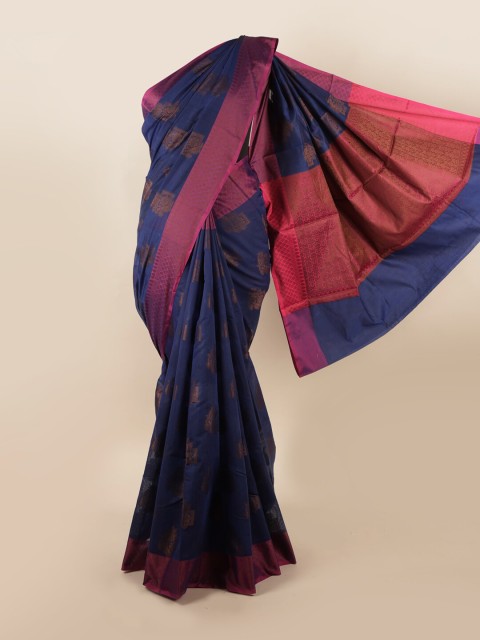 

Pothys Navy Blue & Pink Floral Zari Saree