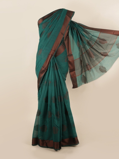 

Pothys Green & Brown Woven Design Cotton Blend Saree