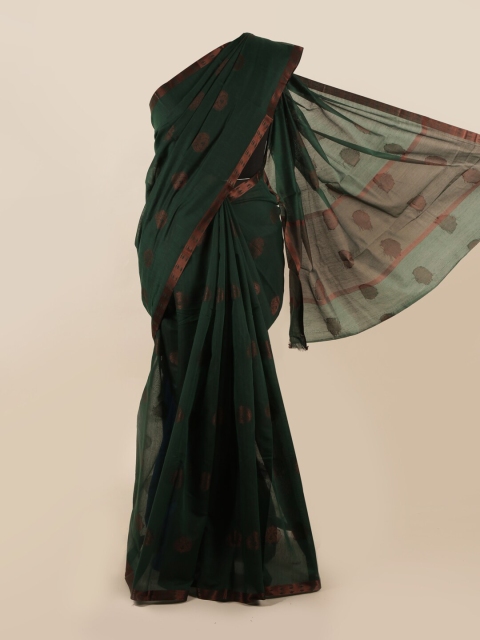 

Pothys Green & Copper-Toned Ethnic Motifs Zari Saree