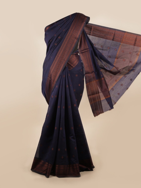 

Pothys Blue & Rose Gold Floral Saree