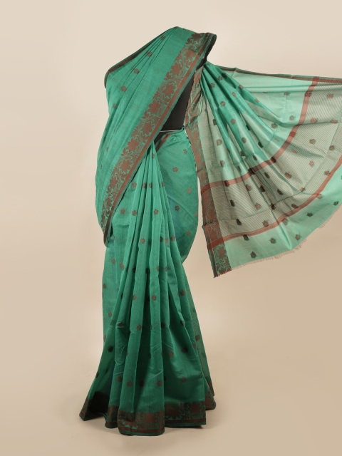 

Pothys Green & Copper-Toned Woven Design Saree