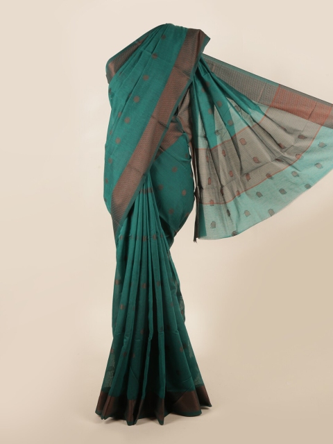 

Pothys Green & Brown Woven Design Cotton Blend Saree