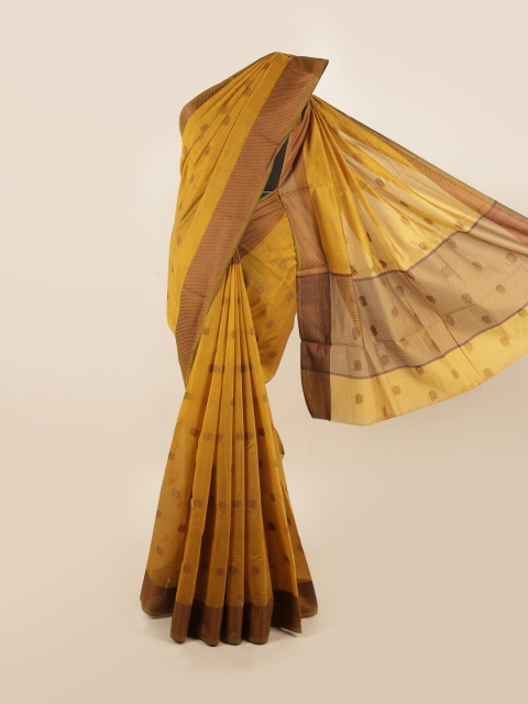 

Pothys Mustard & Brown Printed Saree