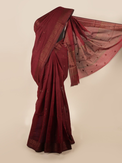 

Pothys Maroon & Copper-Toned Woven Design Saree