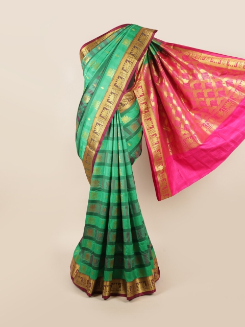 

Pothys Green & Pink Ethnic Motifs Zari Art Silk Saree