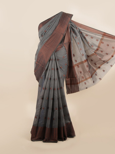 

Pothys Grey & Copper-Toned Floral Saree