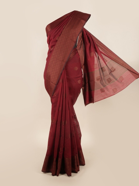 

Pothys Maroon & Copper-Coloured Ethnic Motifs Saree