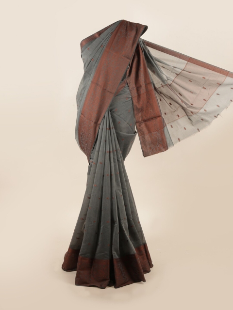 

Pothys Grey & Brown Floral Saree