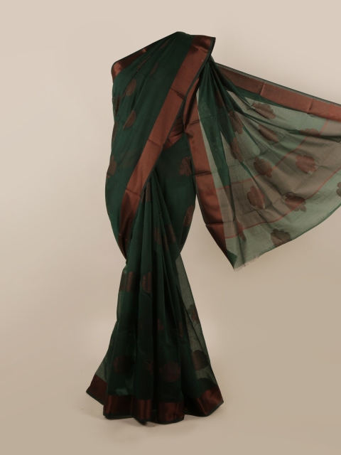 

Pothys Green & Brown Ethnic Motifs Cotton Blend Saree