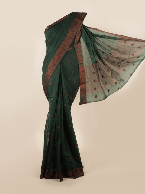 

Pothys Green & Burgundy Ethnic Motifs Woven Saree
