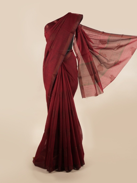 

Pothys Maroon & Copper Woven Design Saree
