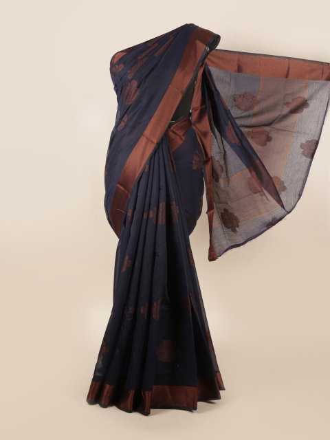 

Pothys Navy Blue & Copper-Toned Floral Zari Saree