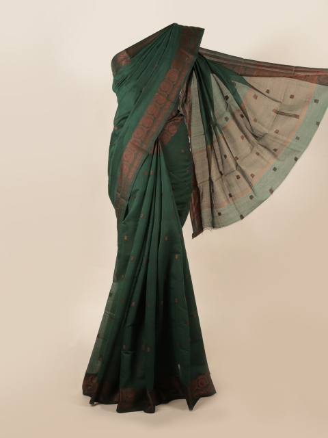 

Pothys Green & Brown Woven Design Cotton Blend Saree