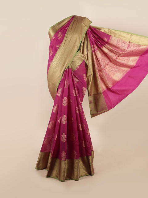 

Pothys Pink & Gold-Toned Floral Saree