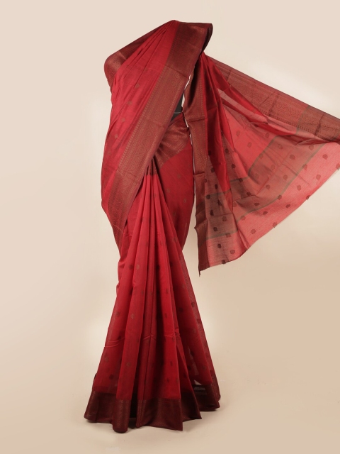 

Pothys Red Ethnic Motifs Cotton Blend Saree