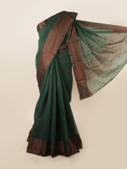 

Pothys Green & Copper-Toned Ethnic Motifs Zari Saree