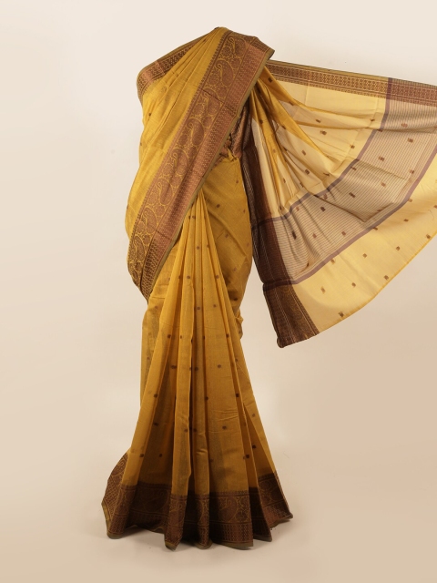 

Pothys Mustard Woven Design Cotton Blend Saree