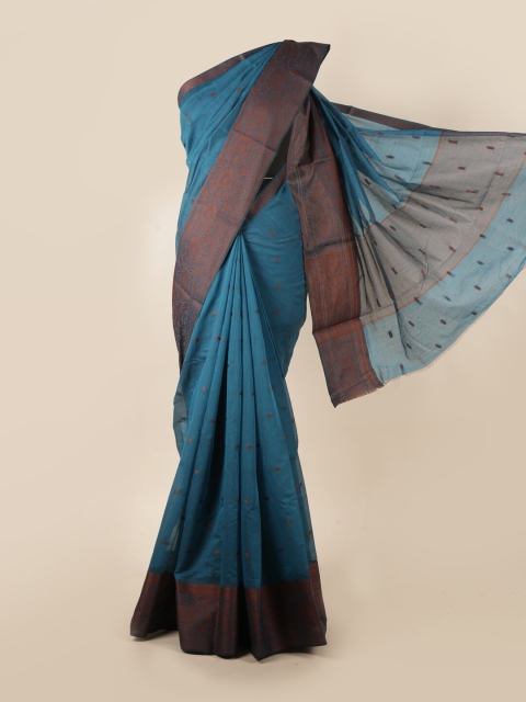

Pothys Blue & Copper-Toned Woven Design Saree