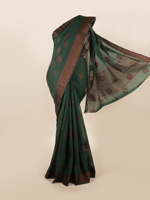 

Pothys Green & Copper-Toned Ethnic Motifs Zari Saree