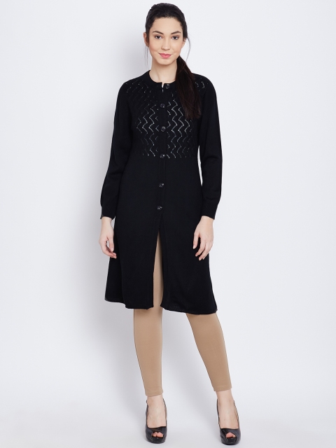 

AURELIA Women Black Longline Front-Open