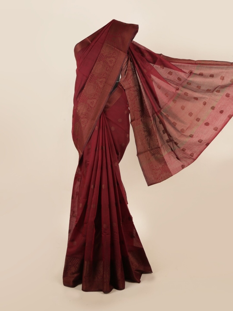 

Pothys Maroon & Gold-Toned Floral Saree
